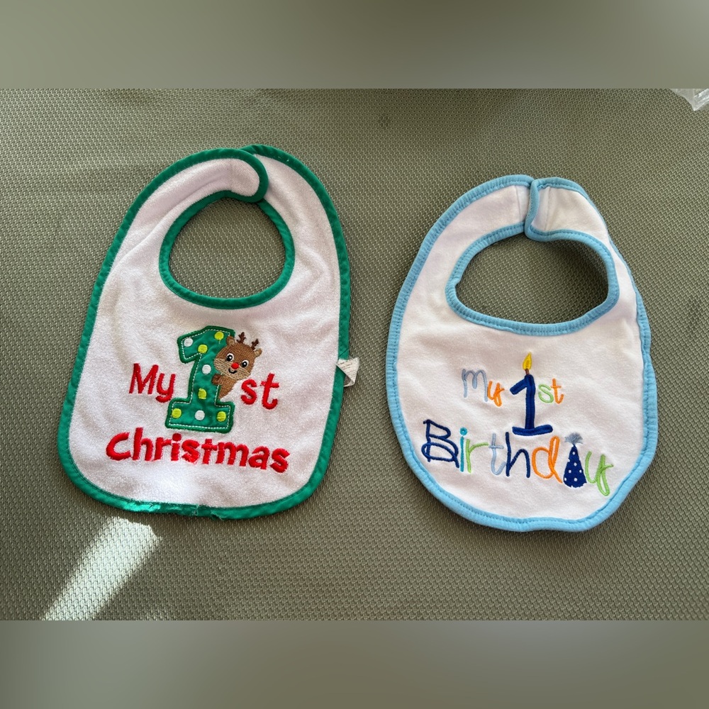 Bundle: 15 Bibs total including 1st Christmas and 1st Birthday